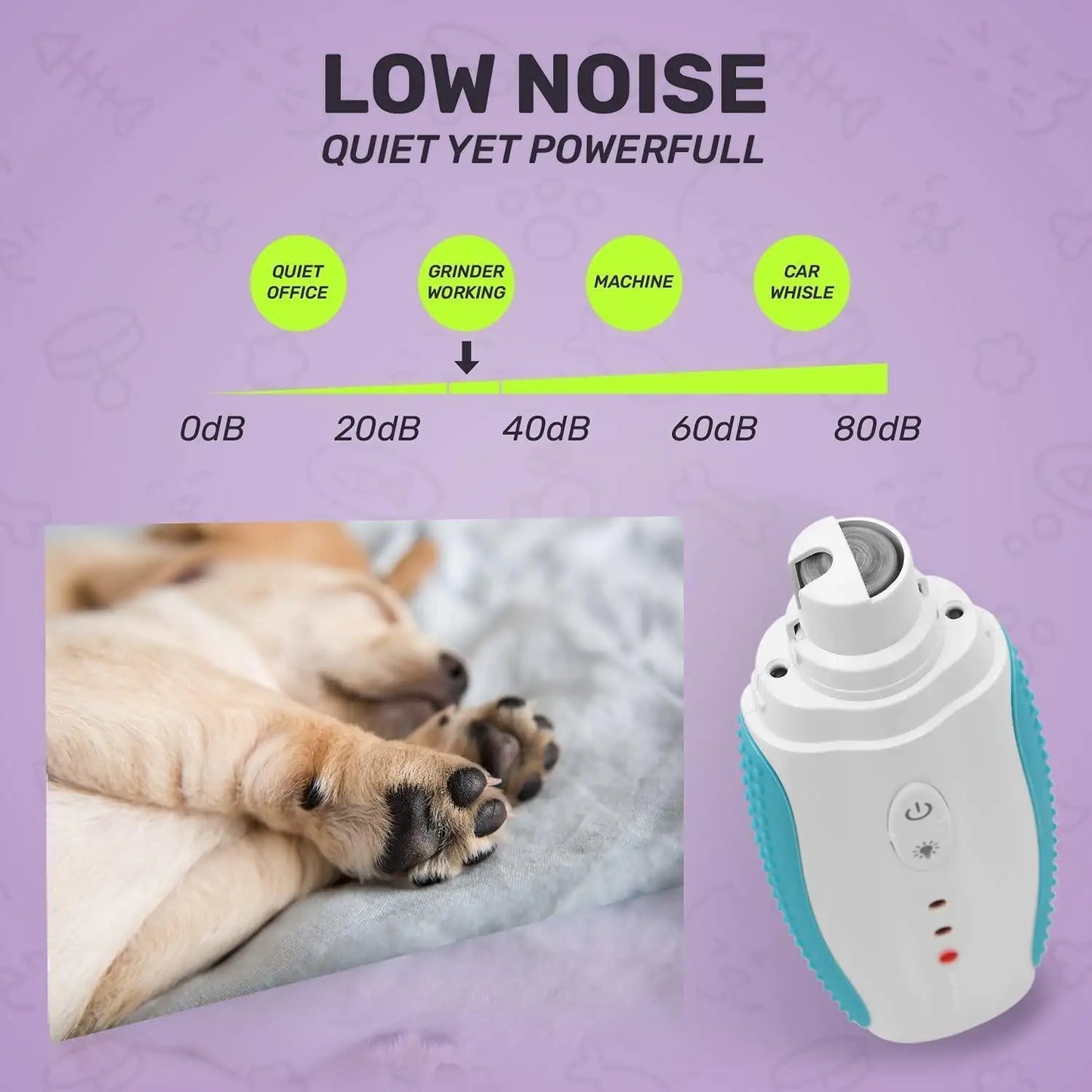 Blue Nail Grinder Low Noise Multipurpose Vibration 3 Speed with USB for All Sizes