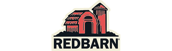 Logo of REDBARN with a stylized barn design on a white background