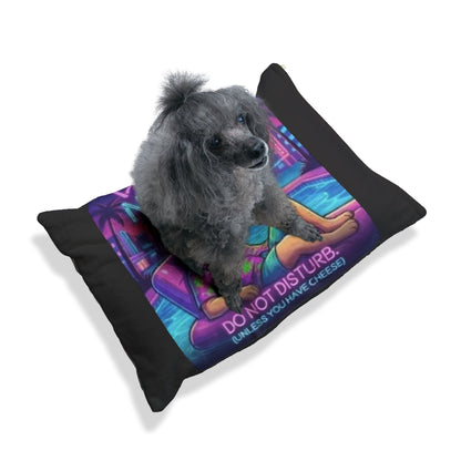 Retro "Vice City Nap King" Pet Bed Pillow – Funny Dog Lounger, "Do Not Disturb (Unless You Have Cheese)"