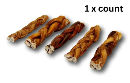 All-Natural 6” Braided Beef Bully Sticks – Healthy, Rawhide-Free Dog Chews