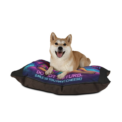 Retro "Vice City Nap King" Pet Bed Pillow – Funny Dog Lounger, "Do Not Disturb (Unless You Have Cheese)"
