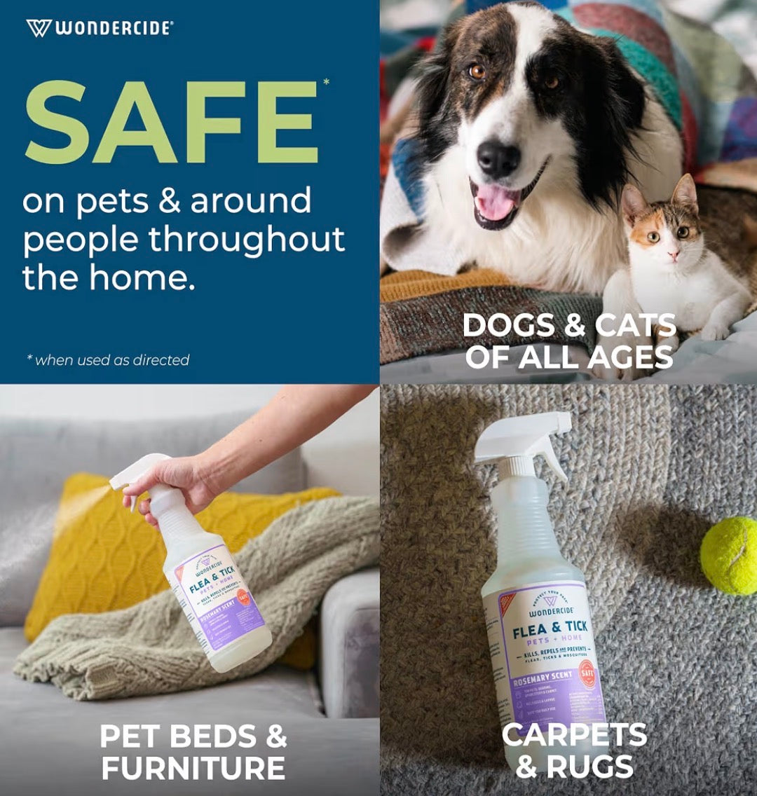 Wondercide® Flea & Tick Spray for Pets + Home — Natural Essential Oils | Rosemary, Cedarwood & Lemongrass