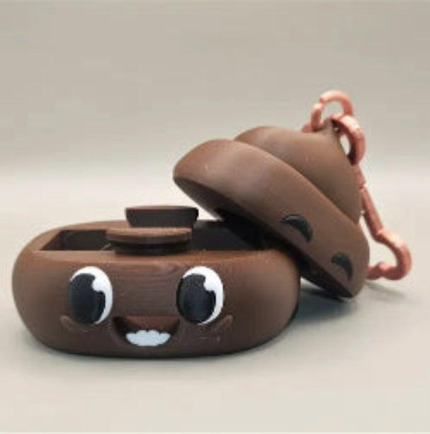 Brown silicone case with cartoon face design on a light gray background