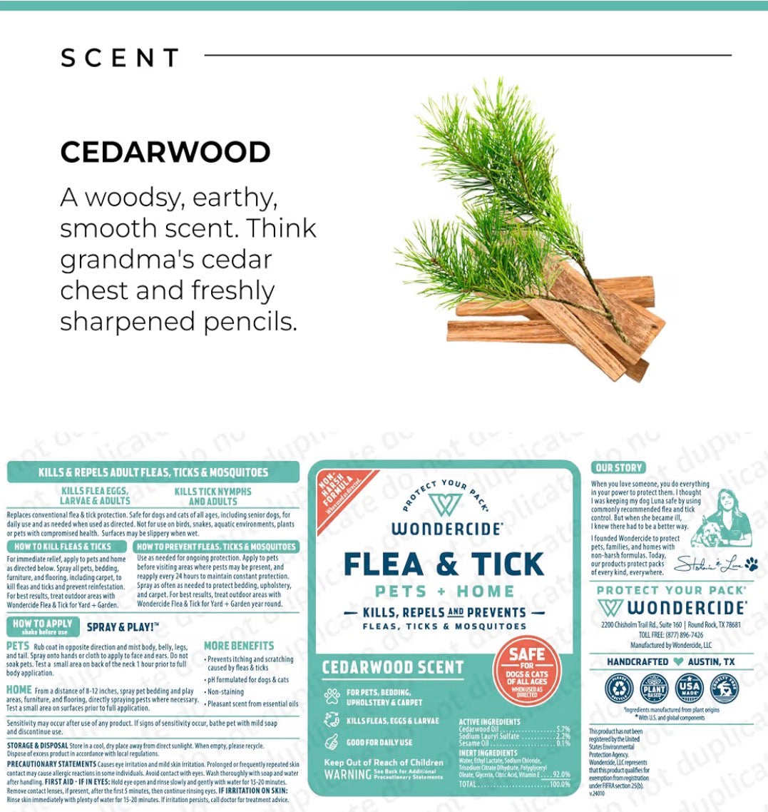 Wondercide® Flea & Tick Spray for Pets + Home — Natural Essential Oils | Rosemary, Cedarwood & Lemongrass