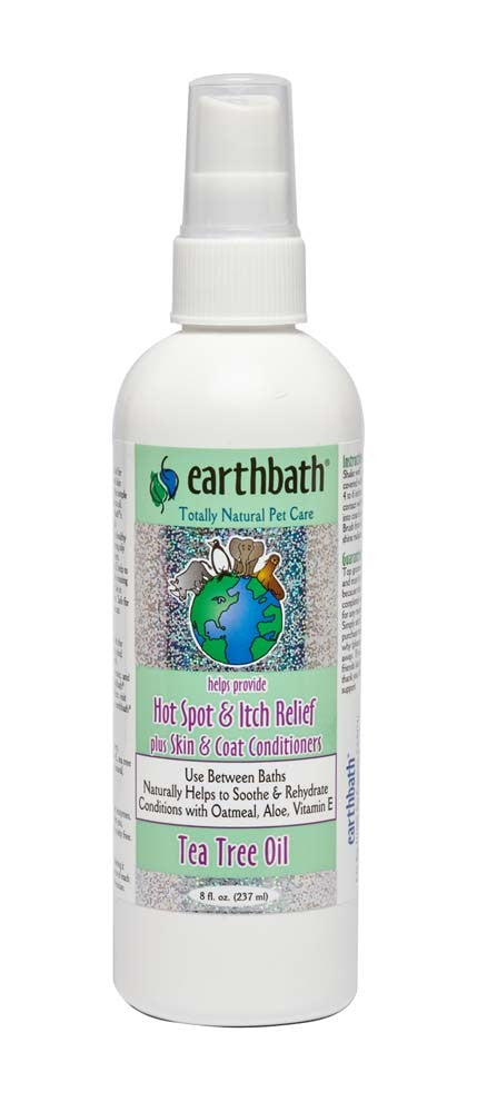 earthbath Hot Spot Relief Spray with tea tree oil and aloe vera for dogs, 8 oz bottle