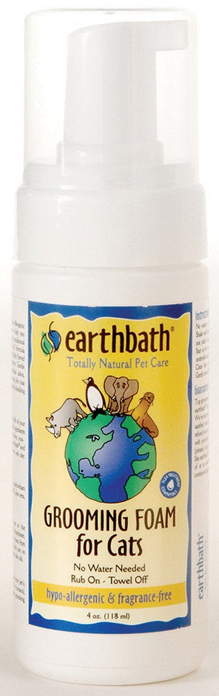 earthbath Hypoallergenic Waterless Grooming Foam for cats and kittens, fragrance free, 4 oz can