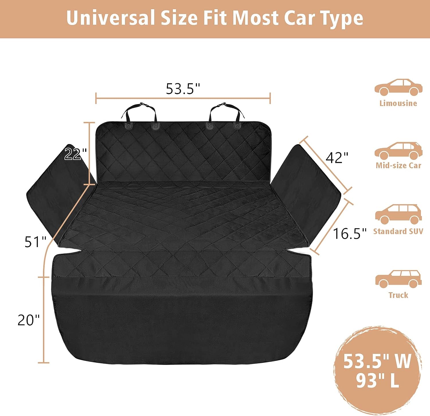 Dog Cargo Cover for SUV Non-Slip Waterproof with Side and Bumper Flap Protectors