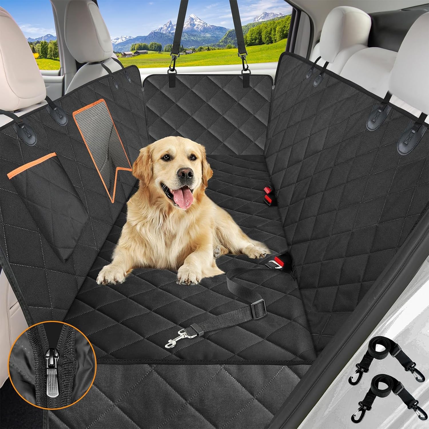 Heavy Duty Dog Car Seat Cover Hammock Style with Mesh Window Waterpr Trendy Tailz