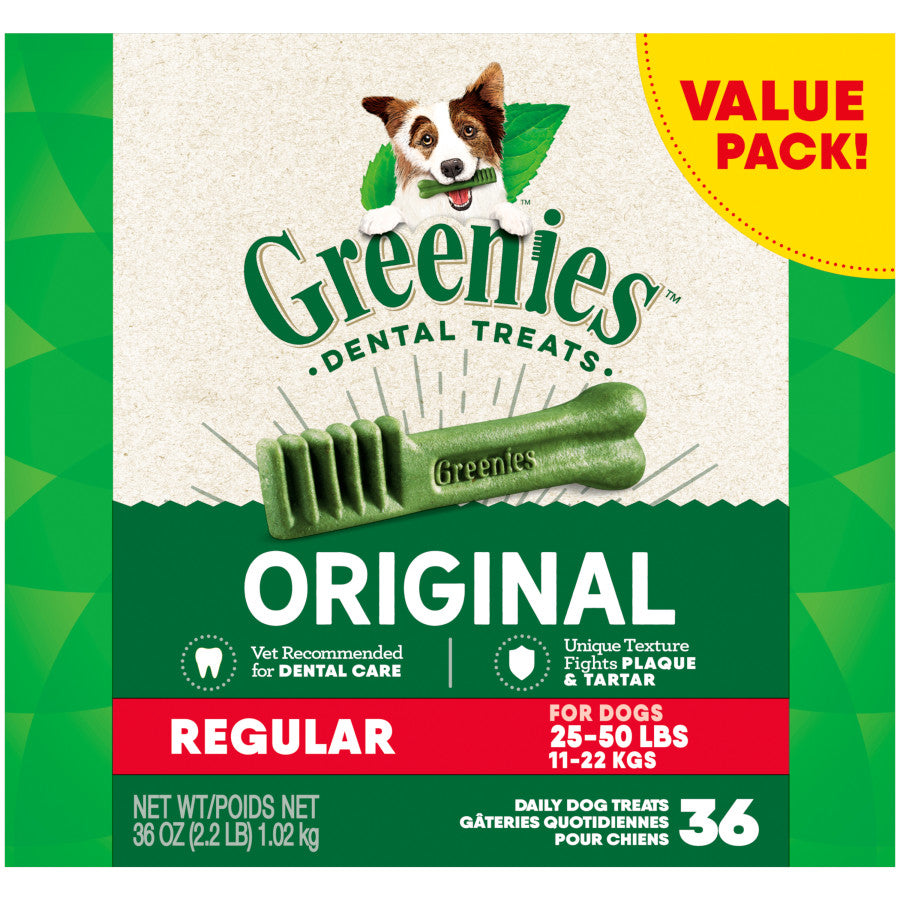 GREENIES® Daily Dental Chews for Regular Dogs (25–50 lb) — Original • 36 oz • 36 Count