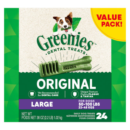 GREENIES® Daily Dental Chews for Large Dogs (50–100 lb) — Original • 36 oz • 24 Count