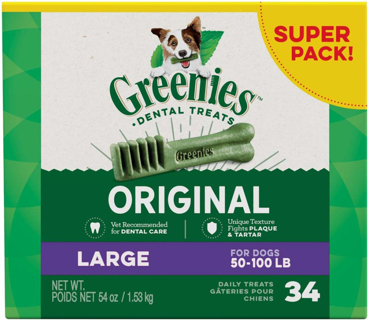 GREENIES® Daily Dental Chews for Large Dogs (50–100 lb) — Original • 54 oz • 34 Count