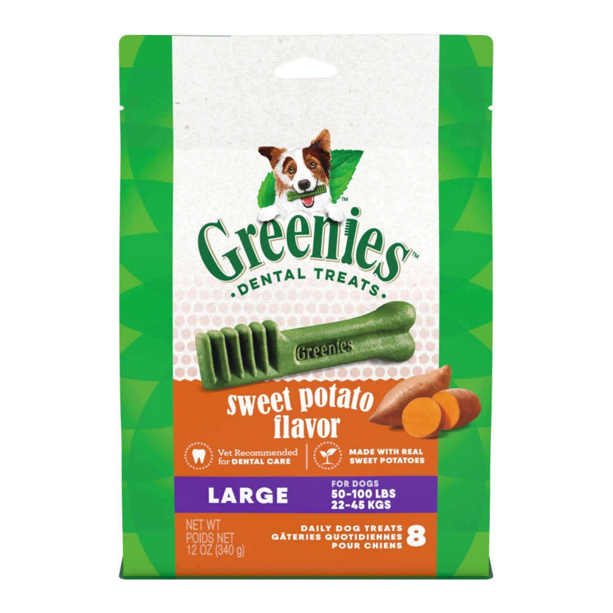 GREENIES® Daily Dental Chews for Large Dogs (50–100 lb) — Sweet Potato • 12 oz • 8 Count