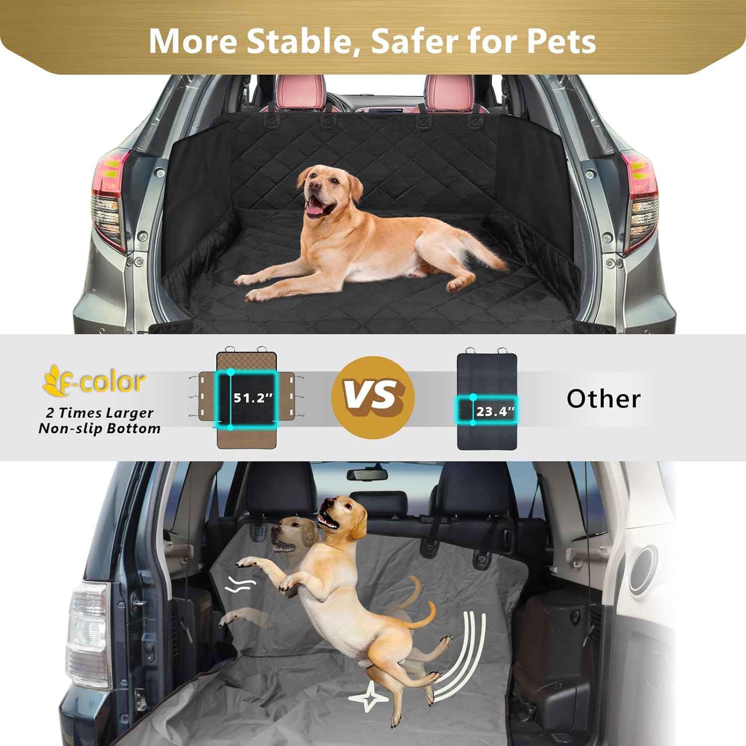 Dog Cargo Cover for SUV Non-Slip Waterproof with Side and Bumper Flap Protectors