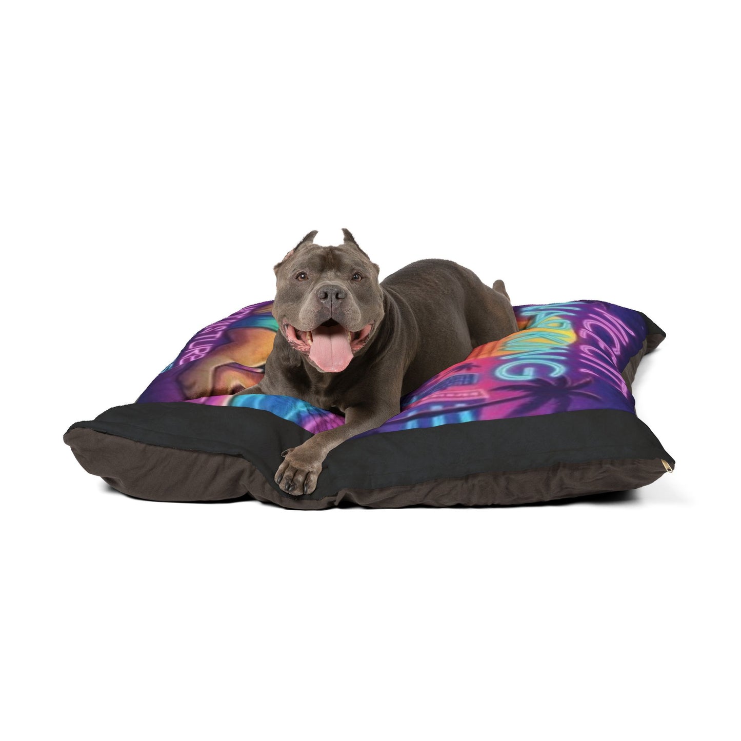 Retro "Vice City Nap King" Pet Bed Pillow – Funny Dog Lounger, "Do Not Disturb (Unless You Have Cheese)"