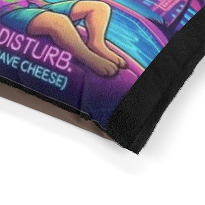 Retro "Vice City Nap King" Pet Bed Pillow – Funny Dog Lounger, "Do Not Disturb (Unless You Have Cheese)"