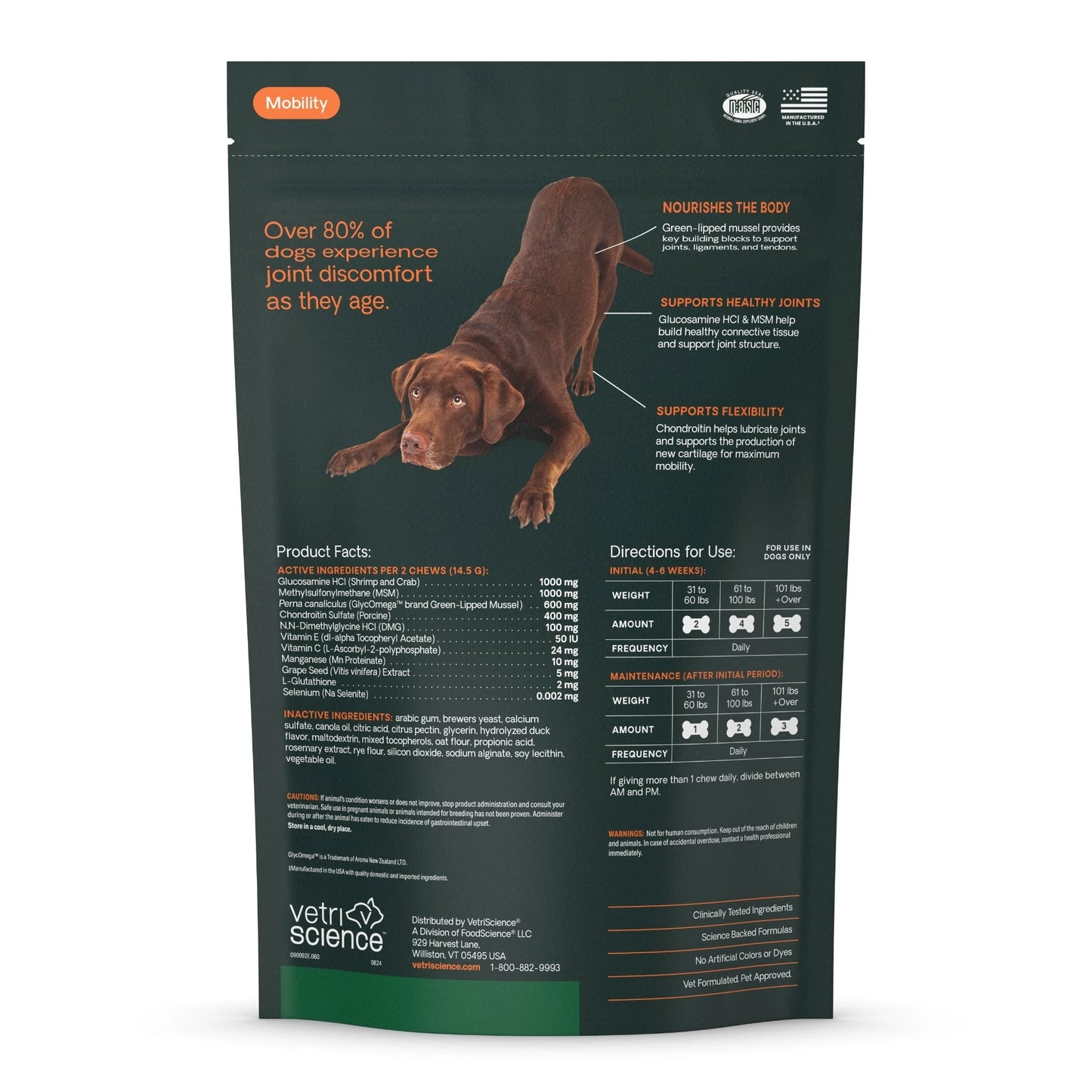 VetriScience® Ultimate Strength Hip & Joint Chews | Duck, 60 Count