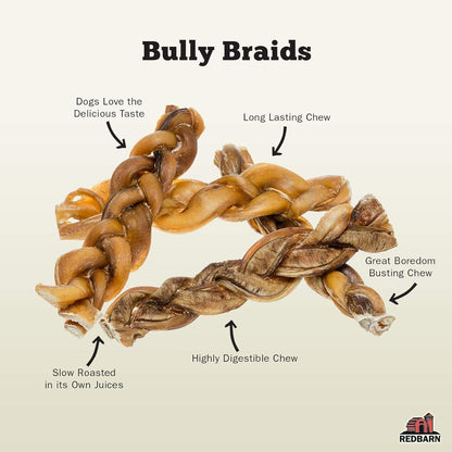 All-Natural 6” Braided Bully Sticks – Healthy, Rawhide-Free Dog Chews