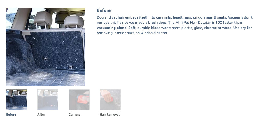 Lilly Brush Mini Pet Hair Detailer | Reusable Fur Remover for Car Interior, Carpet, Couch & Furniture