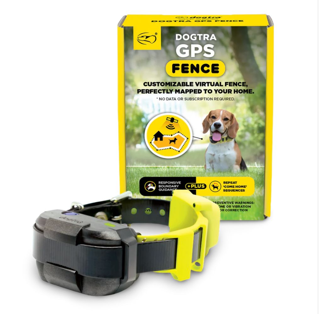 Dogtra GPS Fence collar with packaging on a white background