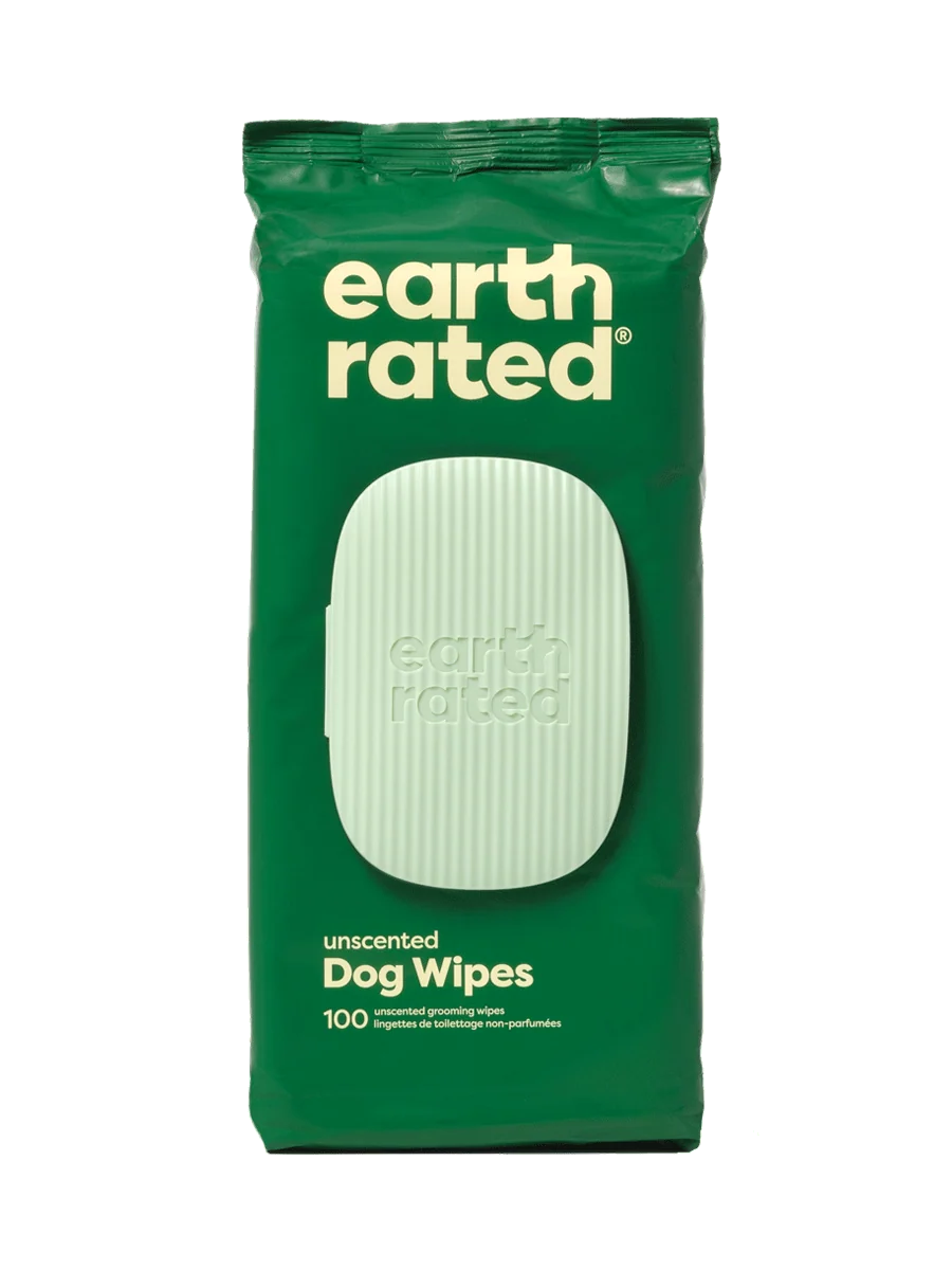 Earth Rated Dog Grooming Wipes — Unscented, 100 Count