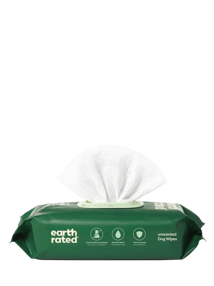 Earth Rated Dog Grooming Wipes — Unscented, 100 Count
