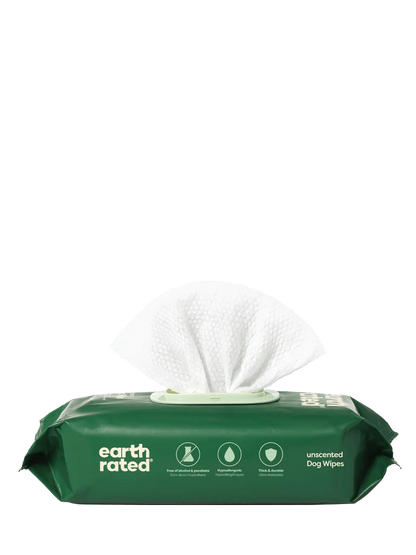 Earth Rated Dog Grooming Wipes — Unscented, 100 Count