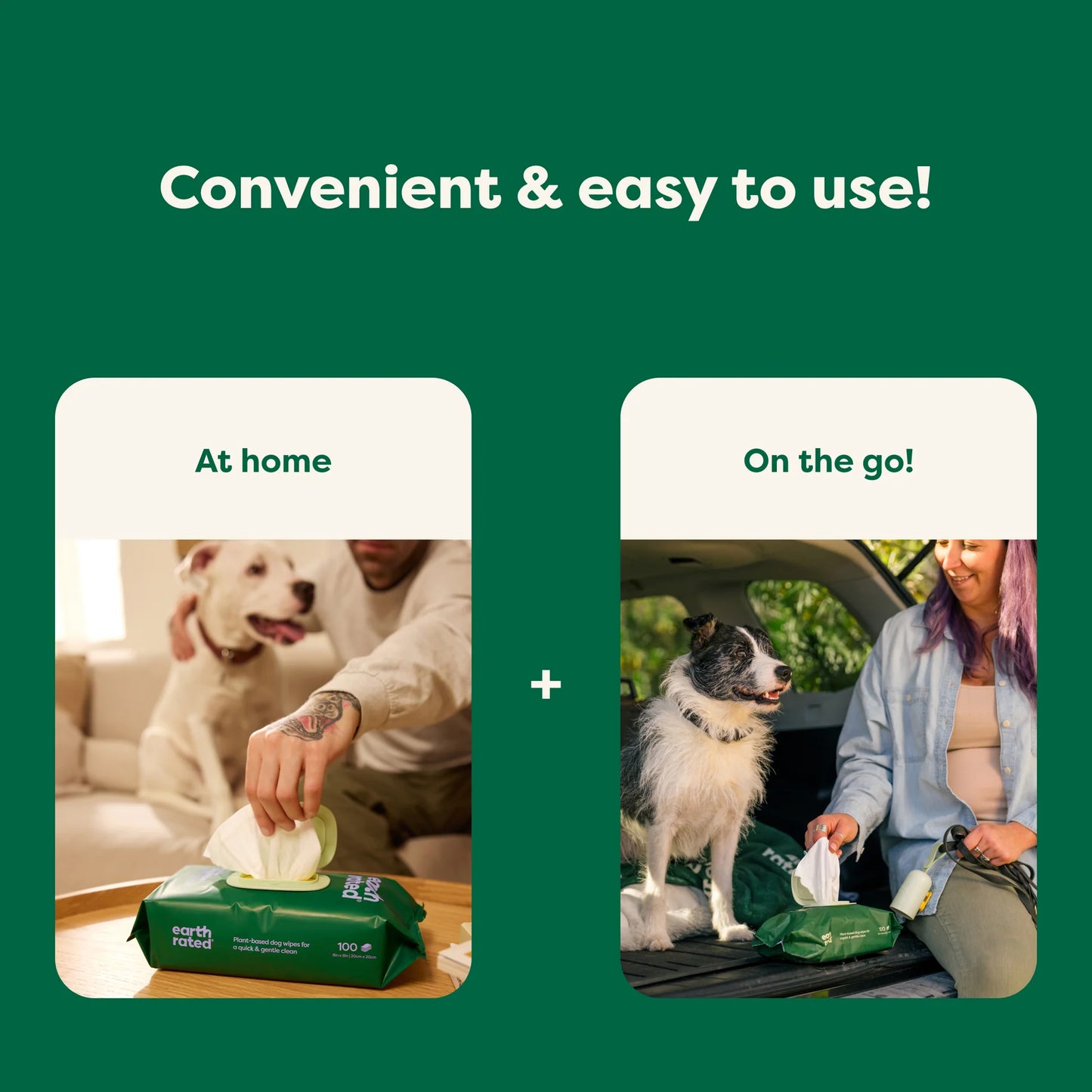 Earth Rated Dog Grooming Wipes — Unscented, 100 Count