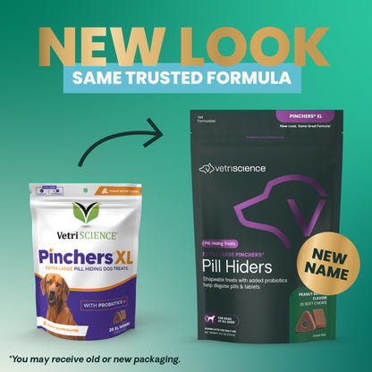 VetriScience Pinchers Extra Large Pill-Hiding Dog Treats — Peanut Butter, 25 Count | Non-Greasy Chews with Probiotics for Large Pills & Capsules