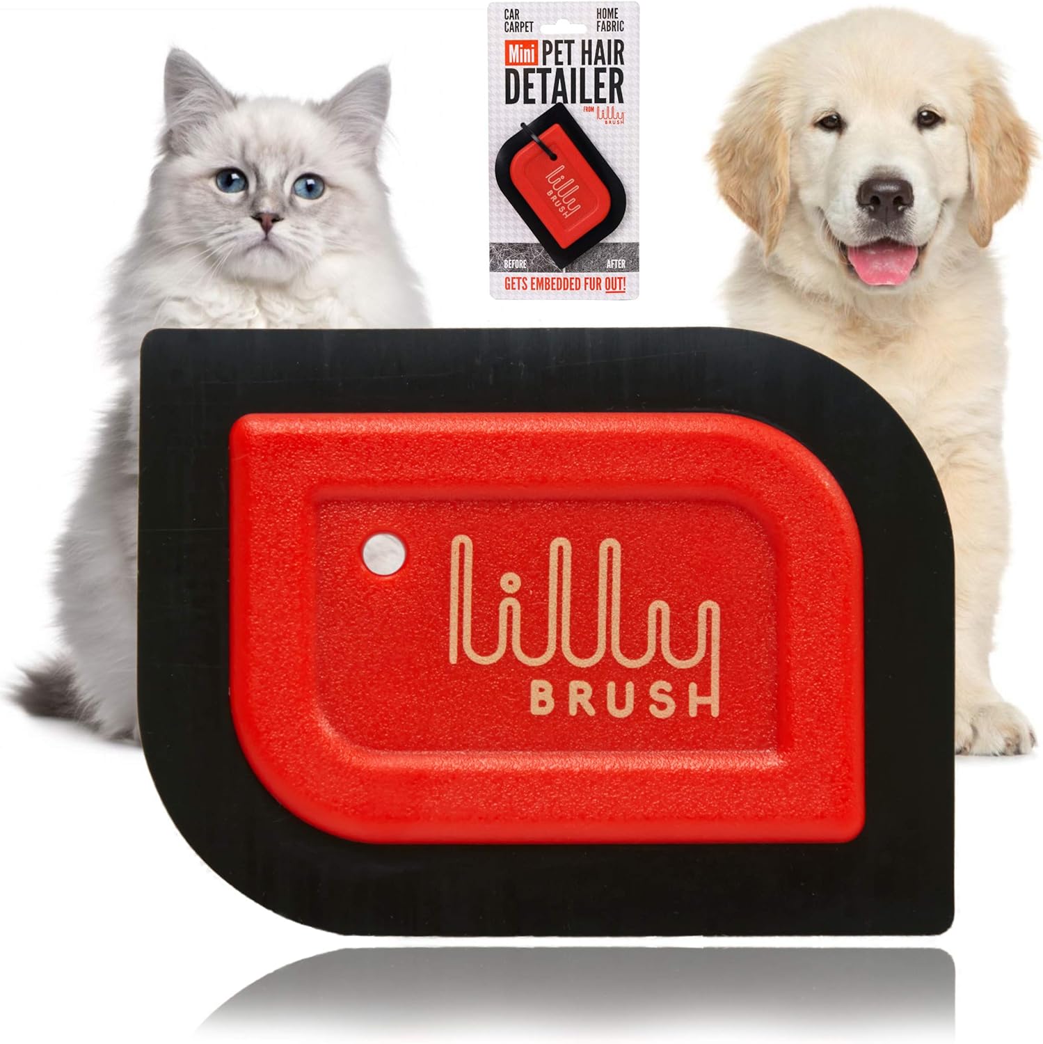 Red and black lilly brush with a cat and dog on a white background