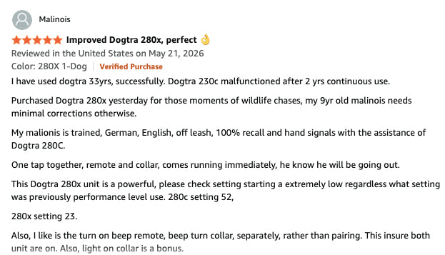 Dogtra® 280X Remote Dog Training Collar | ½-Mile Range | Waterproof | Rechargeable | 1-Dog & 2-Dog Systems