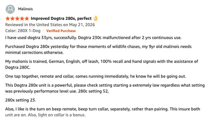 Dogtra® 280X Remote Dog Training Collar | ½-Mile Range | Waterproof | Rechargeable | 1-Dog & 2-Dog Systems
