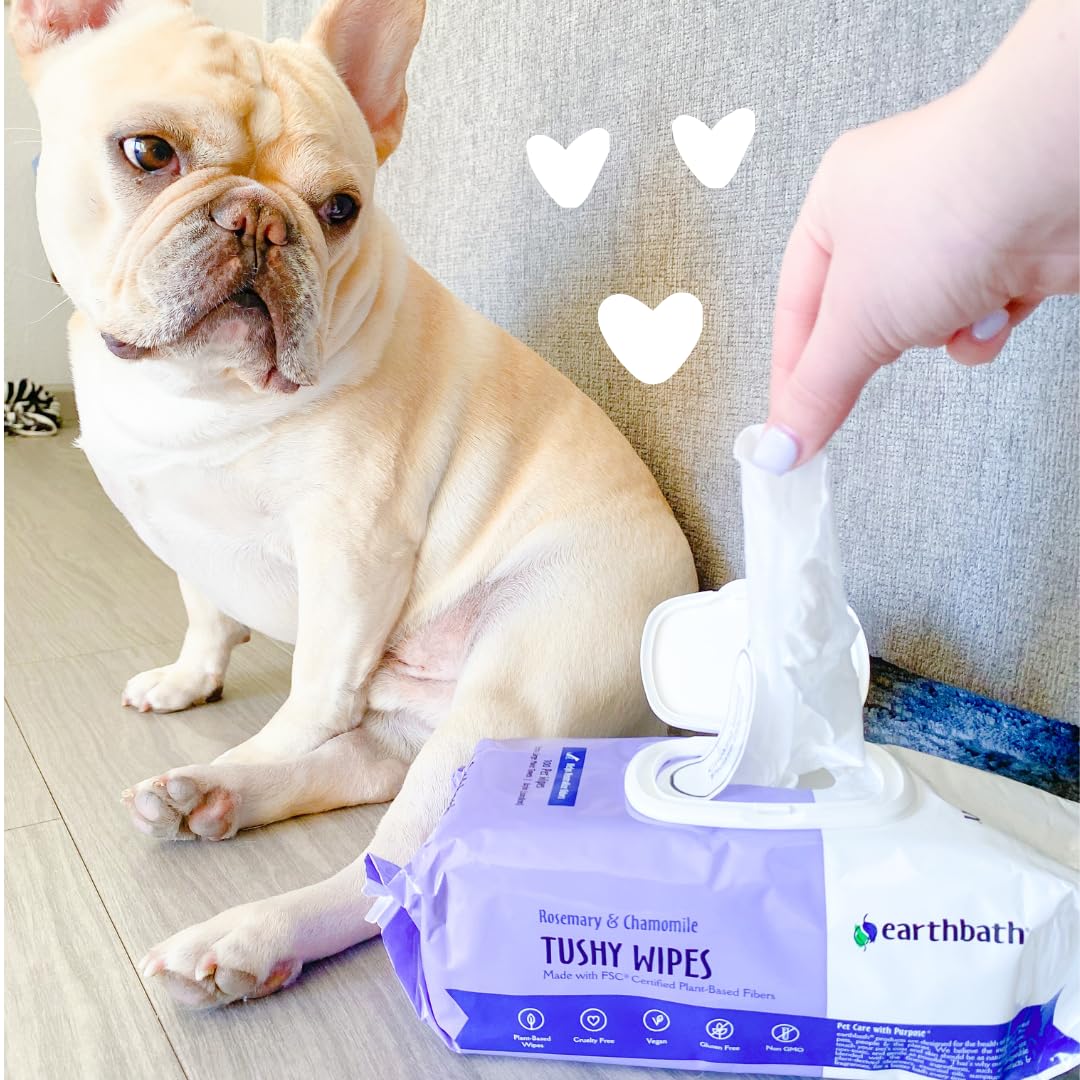 earthbath® Tushy Wipes | Rosemary & Chamomile, 72 Count