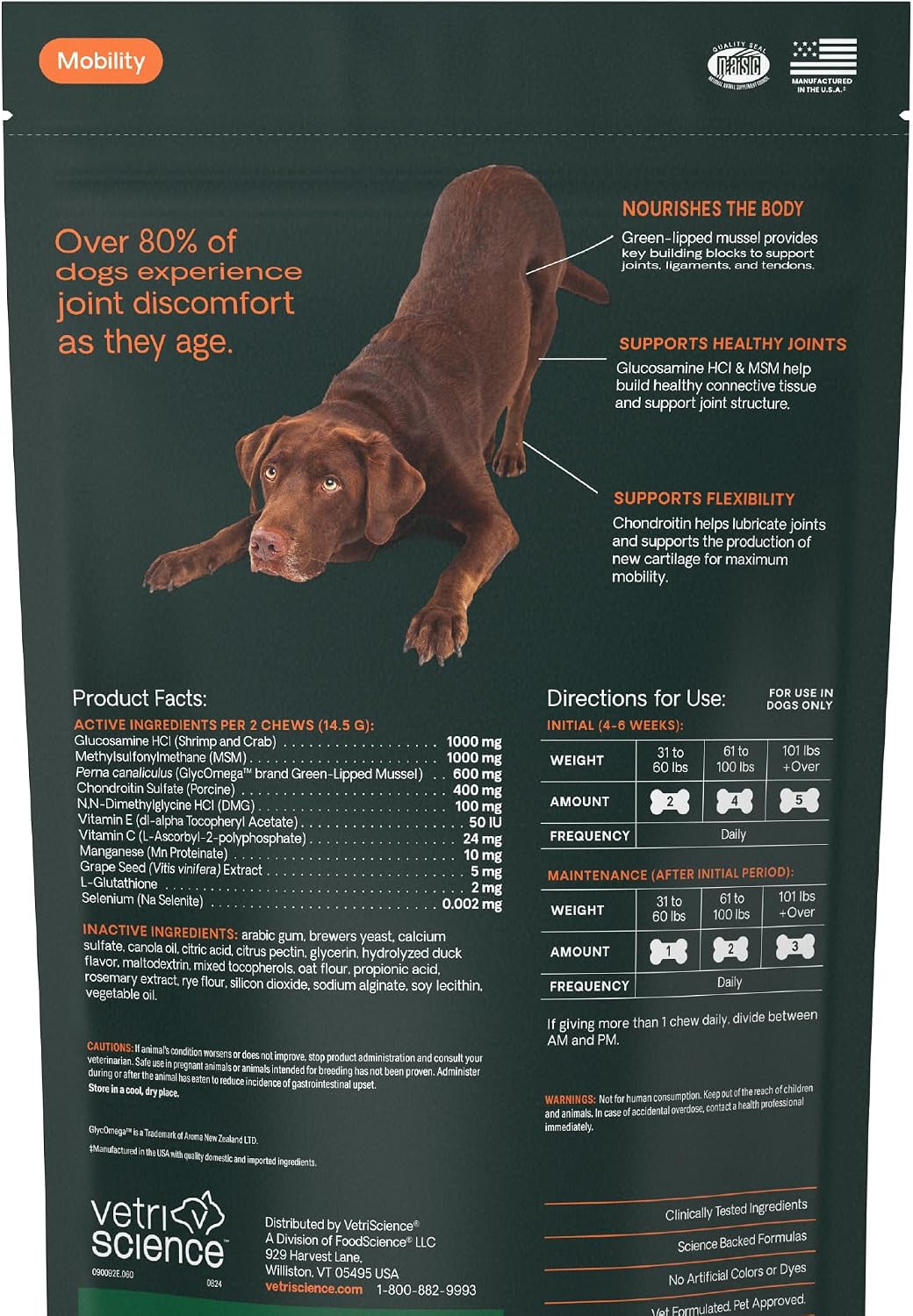 VetriScience® Ultimate Strength Hip & Joint Chews | Duck, 60 Count