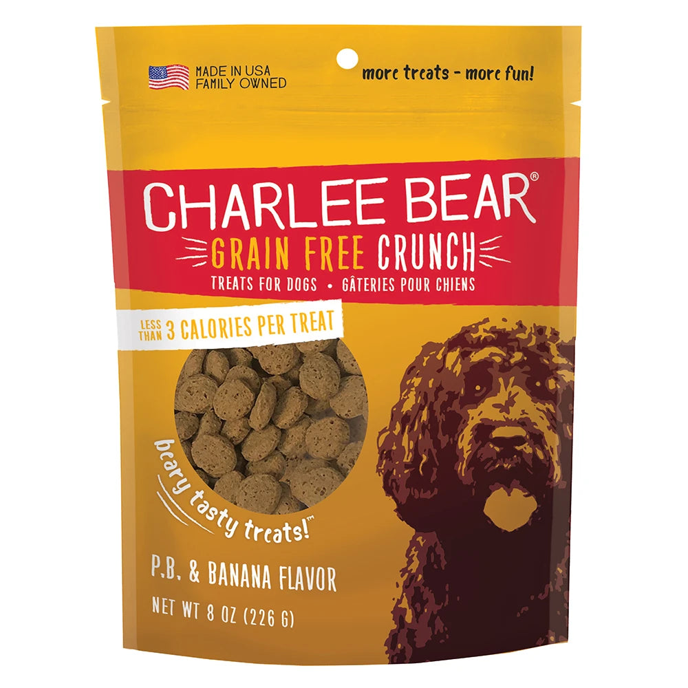 Charlee Bear Grain Free Crunch Peanut Butter and Banana Dog Treats, 8 oz