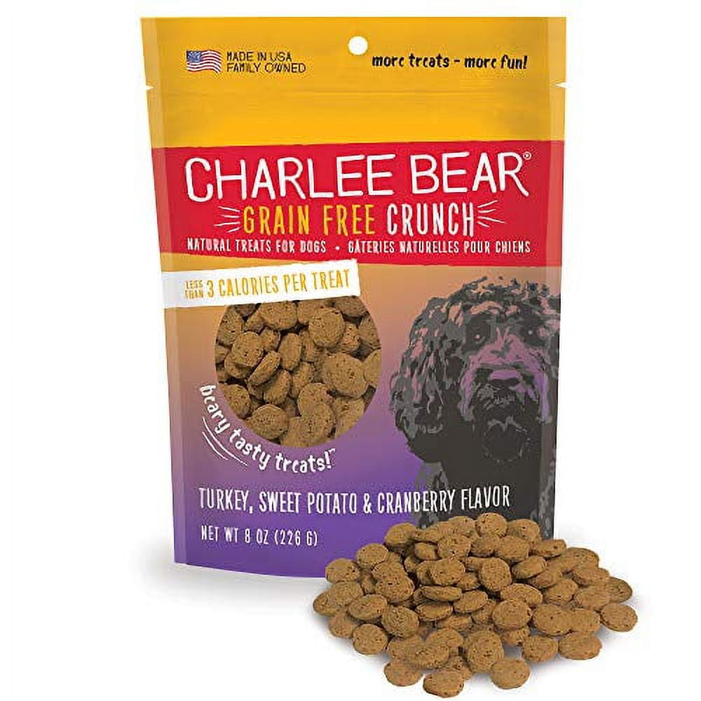 Charlee Bear Grain Free Crunch Turkey Sweet Potato and Cranberry Dog Treats, 8 oz