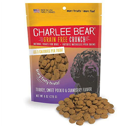 Charlee Bear Grain Free Crunch Turkey Sweet Potato and Cranberry Dog Treats, 8 oz