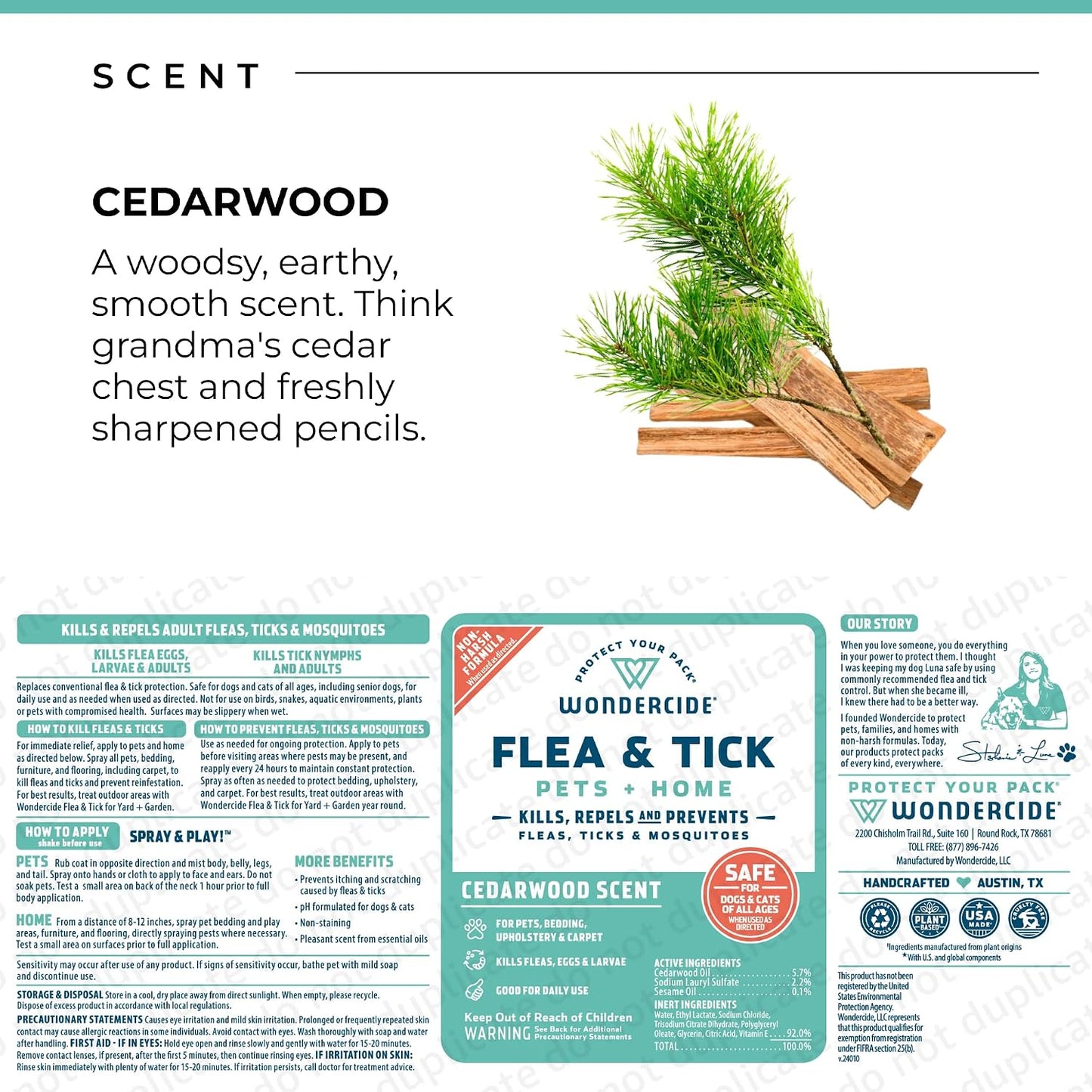 Wondercide® Flea & Tick Spray for Pets + Home — Natural Essential Oils | Rosemary, Cedarwood & Lemongrass