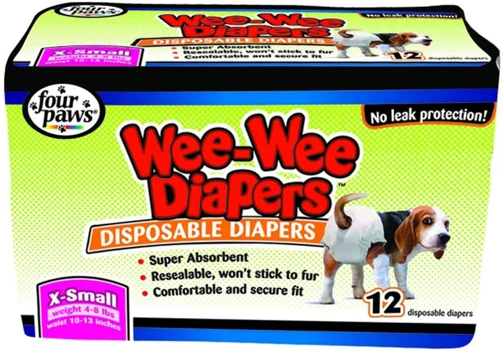 Four Paws Wee-Wee Disposable Dog Wraps 12 Pack