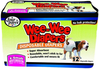 Four Paws Wee-Wee Disposable Dog Wraps 12 Pack